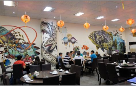 通城海鲜餐厅墙体彩绘